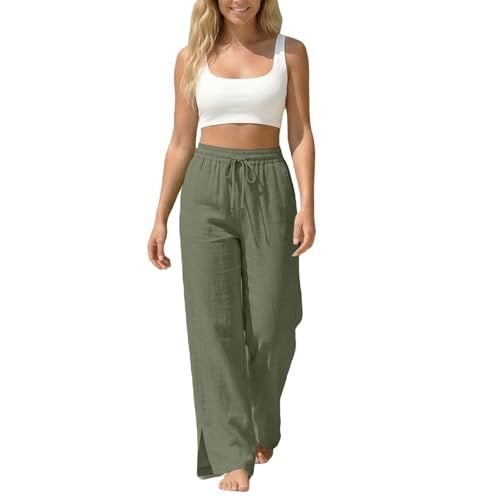 Pantalon large femme avec poches confort décontracté style fentes casual quotidien