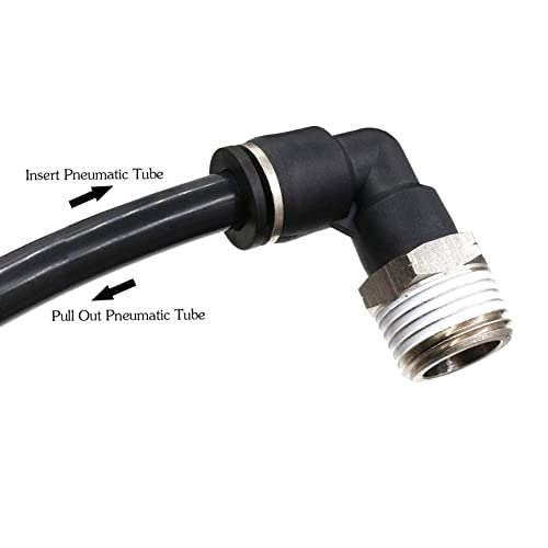 Ceker 3/8 Elbow Male Airlines Push Fittings 90 Degree Push To Connect Fittings Air Fittings, Pl 1/4" Tubing Od X 3/8" Npt Thread Pneumatic Push In Connectors Quick Connect Tube Fittings 5Packs #TOP4