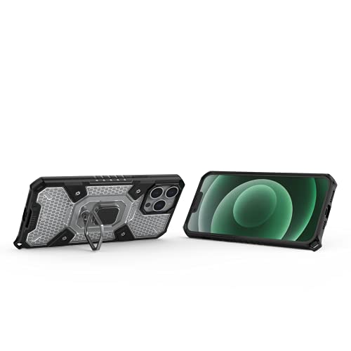 Image of zivite Tough Armor Bumper Back Case Cover for iPhone 13 Pro | Ring Holder & Kickstand in-Built | 360 Degree Protection Back Case Cover for iPhone 13 Pro (Transparent)