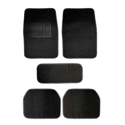 Byson Durable Waterproof Car Floor Mats 5 Piece Set - Universal Fit for Sedan and SUV Non-Slip Auto Interior Protection Easy to Clean Soft Comfortable Foot Mats Without Cutting (Black)