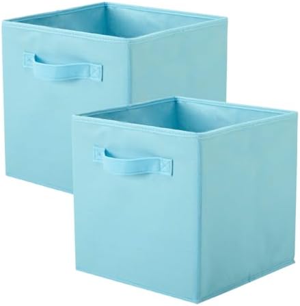 PowerKing Collapsible Storage Cubes With Handles - 2 Pack Foldable Fabric Bins, New Green