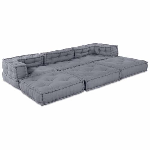 Sofá modular de tela gris de 3 piezas para pisos con poco espacio 6