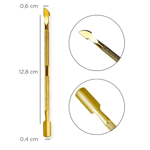 Kit 4 Espátulas Ponta Dupla Dourada Cutícula Podóloga Unhas