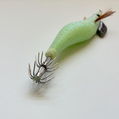 J-base 光る エギ ラトル入り 高アピール アオリイカ エギング 餌木 ルアー 釣具 蓄光 夜行 グロー (グリーン, 3.5号) 5枚目