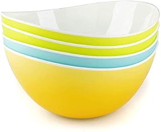 Maxi Nature Salad Bowl Set of 4 - Microwave, Dishwasher & Freezer Safe - Unbreakable & Lightweight Plastic Serving Bowls - Use for Ramen, Noodles, Soup, Pasta & More - Standard Size