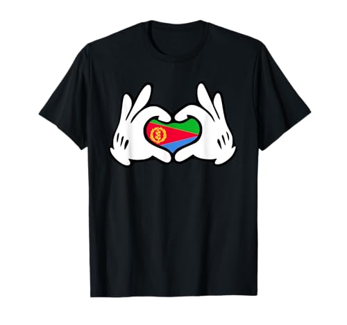 Dessin Animé De Mains Formant Cœur Drapeau Érythrée T-Shirt