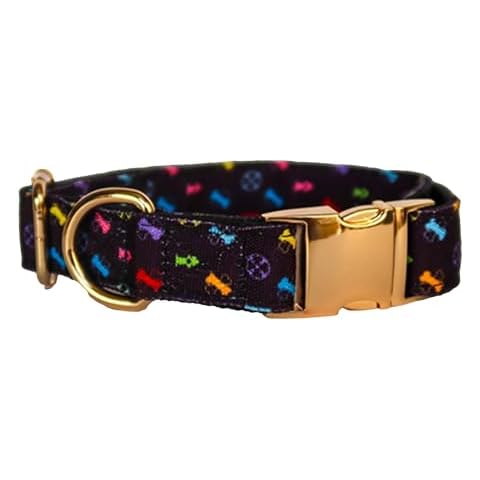 Green Pet Bonejour Collar, Black Multi - Standard Size (14-20”) - Signature Pooie Vuiton Print - Made from Recycled Canvas Cover