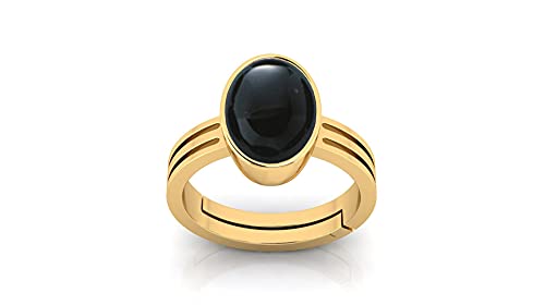 Bague Akik Sulemani en argent sterling 925 doré avec pierre d'agate noire naturelle