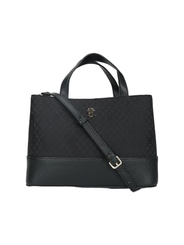 Self-Design Black Polyester Handbag