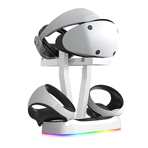 Support et Station de Charge PS VR2, Station de Charge pour Contrôleur PS VR2, Station de Charge avec indicateurs et Support Casque Réalité Virtuelle PS VR2, Support pour Playstation PS VR2 Cover