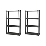 Sterilite 2-Pack 4 Shelf Unit, Heavy-Duty Shelving Storage and Utility Rack - Standing...