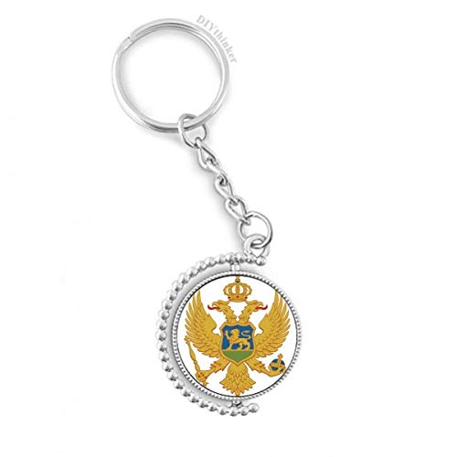 Porte-clés Monténégro Europe avec anneau rotatif et médaillon multicolore pour clés