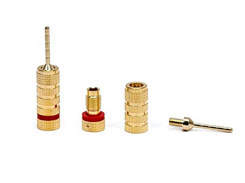 Monoprice 9438 Gold Plated Speaker Pin Plugs - 5 Pairs - Pin Screw Type, For Speaker Wire, Home Theater, Wall Plates And More - Thumbnail 2