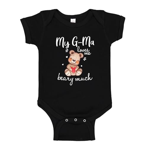 My G-ma Loves Me Beary Much Baby Bodysuit One Piece NB Black