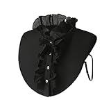 [Ymgot] 付け襟 フリル ハイネック スタンドカラー 重ね着風 立ち襟 レイヤード 装飾用カラー おしゃれ (ブラック)