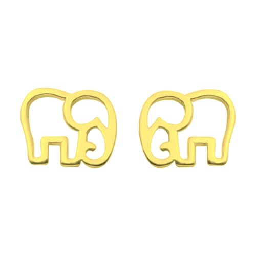 ELBLUVF 925 Sterling Silver Gold Plated Animal Elephant Stud Earrings For Women by ELBLUVF - Used condition - US$12.85