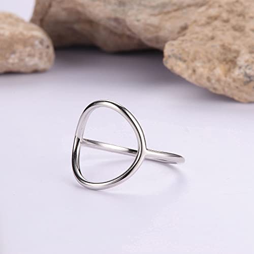Milacolato 925 Sterling Silver Circle Karma Rings 18K White Gold Plated Fashion Simple Plain Stackable Ring Open Circle Karma Statement Promise Rings For Women Girls Size 5-9 #TOP5