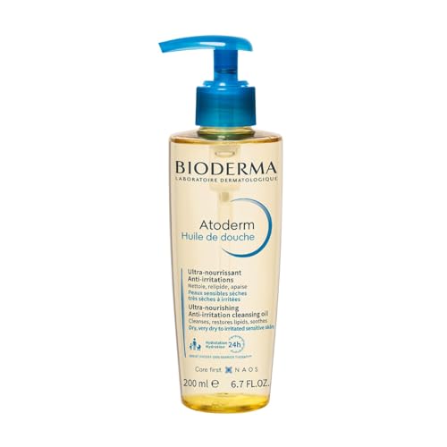 Bioderma Atoderm Shower Oil - Nourishing & Cleansing Body Wash, Hydrate, Soothe & Protect Dry & Sensitive Skin - with Glycerin & Niacinamides, 200ML