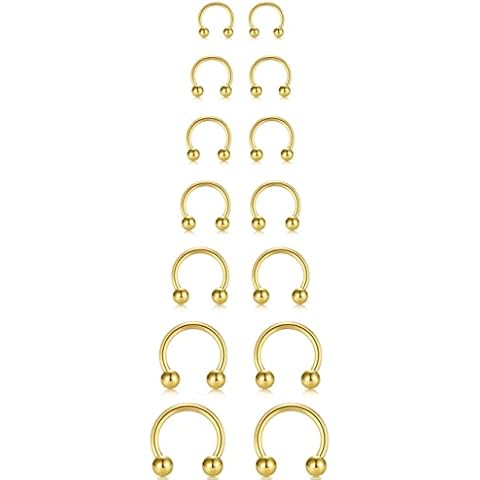 Earmark 16G Horseshoe Septum Nose Nostril Ring Hoop Cover