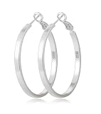 Geveay 925 Sterling Silver Hoops Earrings for Women Large Lightweight Silver Hoop Earrings 3mm Wide Thin Big Hoop Earrings for Women 30/40/50/60mm