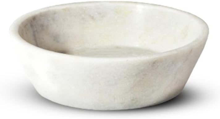 Serene Spaces Living White Marble Bowl, Decorative Multi-Purpose Bowl, Marble Catchall for Home Decor- Use as Organizer in Bathroom, Kitchen, Dining Table, Measures 2.25" Wide and 7.5" Diameter