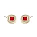 Lotus Fun S925 - Orecchini in argento Sterling placcato oro 18 k, con adesivo rosso alla moda, design geometrico, per donne e ragazze