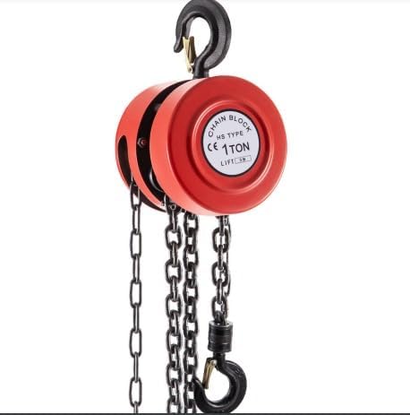 Image of Jawsons Hand Chain Hoist 1 Ton (4400Lbs)- Manual Steel Chain Block Hoist with 10ft /3mtr Lifting Height and Industrial Grade Steel Construction, Ideal for Construction, Garages, Warehouses