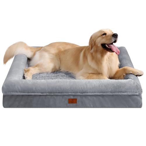 Image of XL Orthopedic Dog Bed Waterproof for Extra Large Size Dogs | 360 Degree Bolster Support, Egg Crate Foam, Waterproof Liner, Non-Slip Bottom, Machine Washable Cover, 41 x 29 Inch