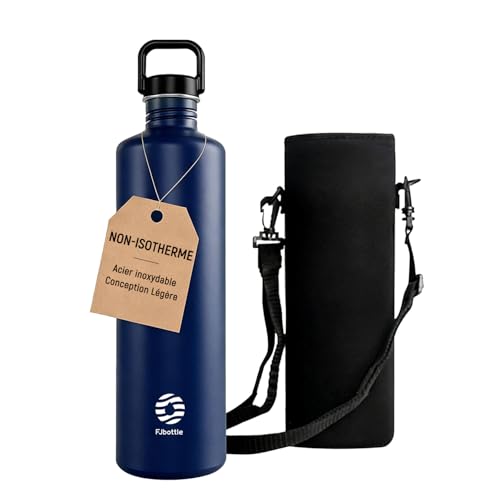 Healter Gourde 2l acier Inoxydable Bouteille d'eau à Paroi Simple Non Isotherme Bouteille d'eau étanche Reutilisable Gourde Sport pour Fitness, Bureau, école, Activités de Plein Air(Bleu Foncé)