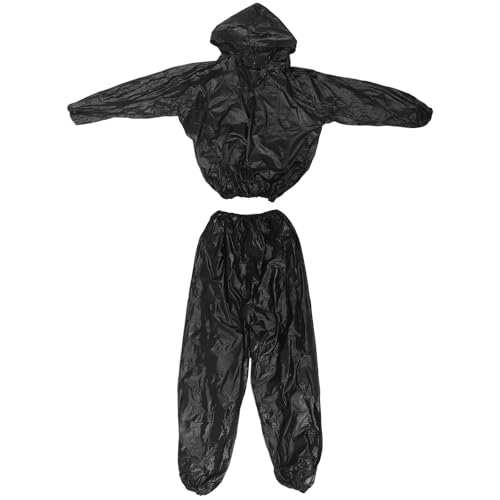 Traje de sauna con capucha negro XL de PVC para fitness y ejercicio
