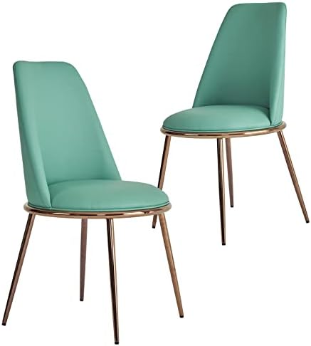 Sepnine Dining Chairs Set of 2,PU Upholstered Leather Side Chairs,Modern Kitchen Room Chairs Vanity Chairs with Rose Golden Legs for Kitchen Living Room