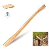 Bucherry 1 Set Single Bit Axe Handle Replacement Beech Wood Axe Handle with Wooden Wedge and Steel Wedge for Hand Axes and Camp Axes (28inch)
