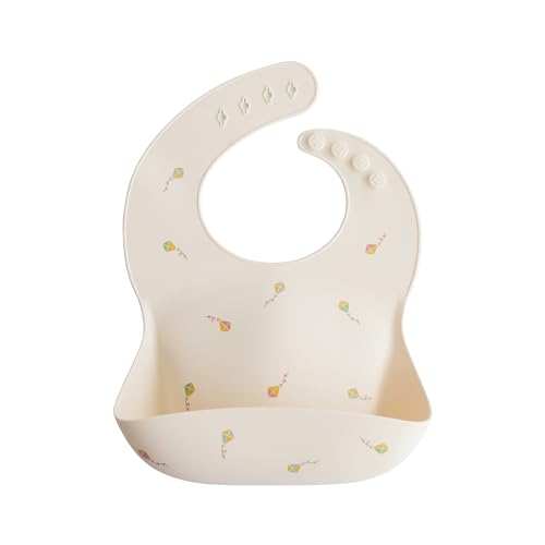 Image of mushie Silicone Baby Bib | Adjustable Fit Waterproof Bibs (Kites)