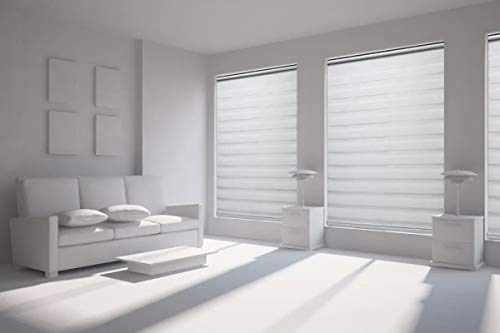 Persiana Rolo Duplo Bandô Branca 160 (L) x 160 (A) Cortina Zebra Rainbow Double Vision 1,60 X 1,60