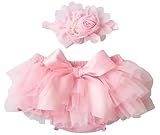 Fivliangyer Baby Girl Pink Tutu Soft and Fluffy - Baby Girl Tutu Skirt with Diaper Cover - Infant Tutu with 2 Headbands - Tutus for Girls(Pink 0-6 Months)