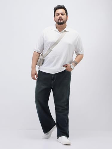 Image of Urbano Plus Men's Loose Baggy Fit Heavy Washed Jeans Non-Stretchable