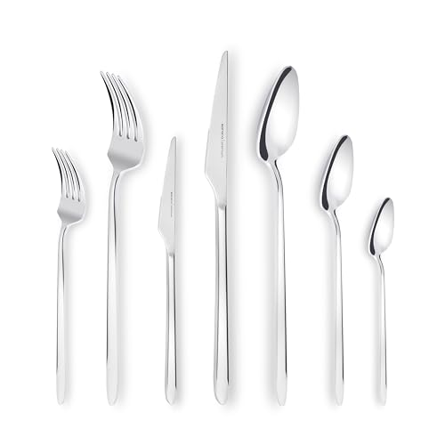 Karaca Stark 316+ Premium Cutlery Set for 12 People, 84 Pieces, Spoon, Rustproof, Long-Lasting, Corrosion-Resistant, Dishwasher Safe, Serving Cutlery, Elegant, Blade Steel