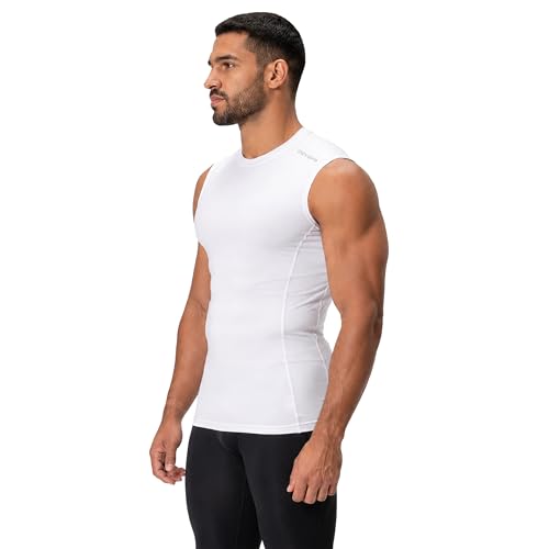 Image of DEVOPS 3 Pack Men's Athletic Compression Shirts Sleeveless | Gym Training, Running, Moisture Wicking, Compression Fit, 4-Way Stretch, UPF 50+, Sleeveless