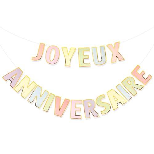 Joyeux Anniversaire Bannière Multicolore - Guirlande Personnalisée avec 5m Rubans pour Fête, Party, Cérémonie - Happy Birthday Drapeau Décoration Bricolage