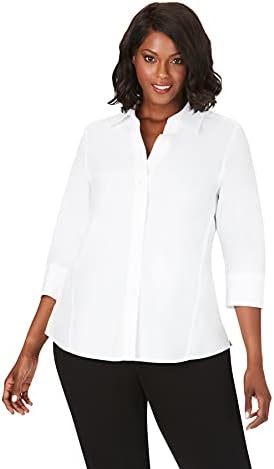 Foxcroft Women's Plus-Size Paige Essential Non Iron Blouse, White, 16