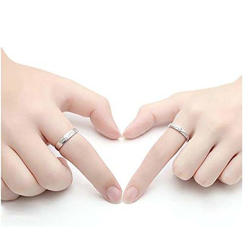 Men'S and Women'S Wedding Ring Sets, 925 Silver Rings True Love Cubic Zirconia Adjustable Couple Anniversary Rings2