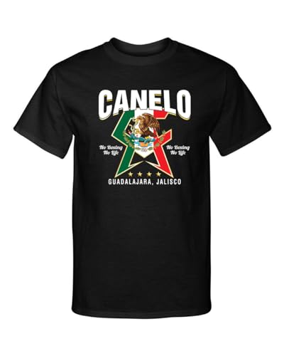 Generic Canelo Alvarez Mexican Flag Champion Boxer Boxing Graphic Tee Shirt, Black