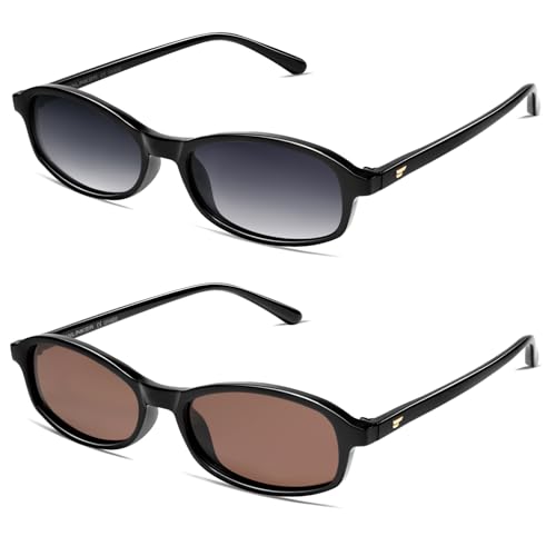 Image of VANLINKER Retro Polarized Rectangle Sunglasses Womens Trendy 90s Small Square Sunnies Vintage Narrow Thin Frame VL9855