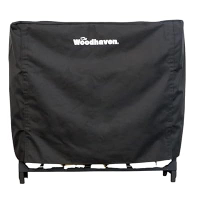 Woodhaven 4 Foot Waterproof Full Cover - Covers 1/4 Cord Woodhaven Outdoor Firewood Rack - Reinforced Vinyl with Front Opening Straps - Keeps Logs Dry (Black)