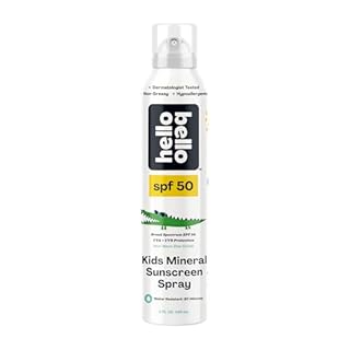 Hello Bello SPF 50 Kids Mineral Sunscreen Spray, Hypoallergenic Broad Spectrum UVA and UVB Protection, Reef Friendly and Water Resistant, 5 oz