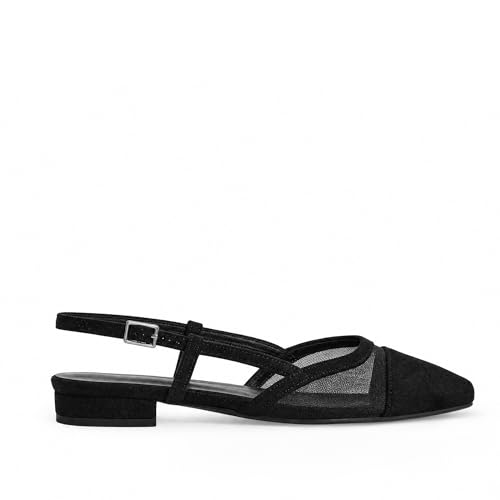 Image of MICIFA slingback flats for women, Round Toe Low heel Sandals Fashion Splicing Dress Shoes for Women