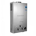Stainless Steel 18L Tankless 5GPM Natural Propane Gas Hot Water Heater Boiler LPG Instant House Shower 13.7"L x 6.3"W x 25.6"H of Set