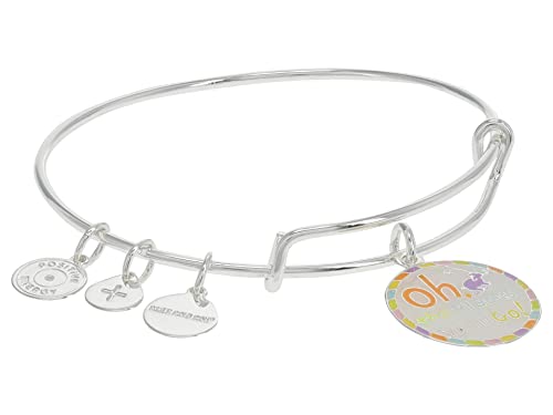 Alex and Ani Dr. Seuss™, Oh The Places You'll Go Expandable Bangle Bracelet, Shiny Silver Finish, Multi-Color Charm