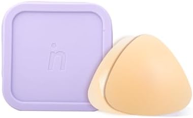 LELUSKIN Triangular Ultra-Thin, Reusable, Adhesive, and Hypoallergenic Nipple Covers Kit with Boob Voyage Travel Case Included - Vanilla - For Cup B-D+