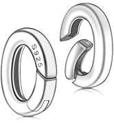 2PCS Tiny S925 Sterling Silver Oval Ring Jewelry Clasps, Lobster Spring Clasp Shortener Clip Cara...